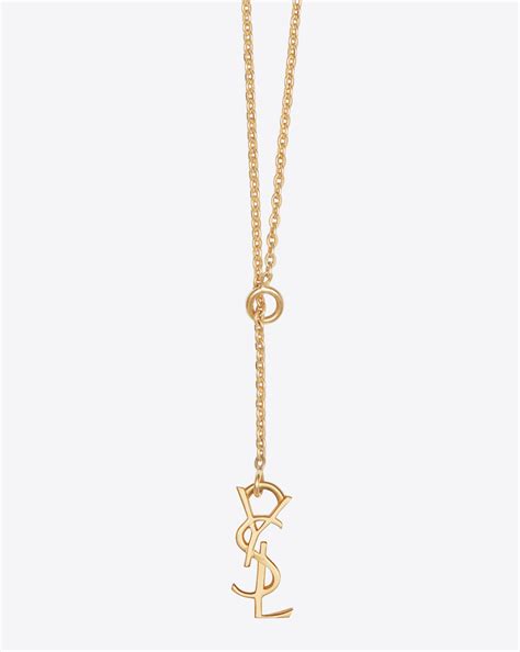 ysl monogram thin tie necklace silver|Saint Laurent Necklaces for Women .